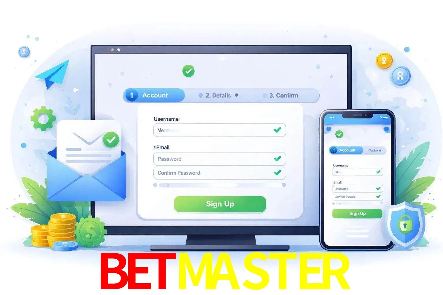 Registro de nuevo usuario y configuración de cuenta BETMASTER